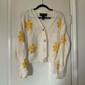 Polly & Esther Cream Cardigan with Yellow Floral Accents
